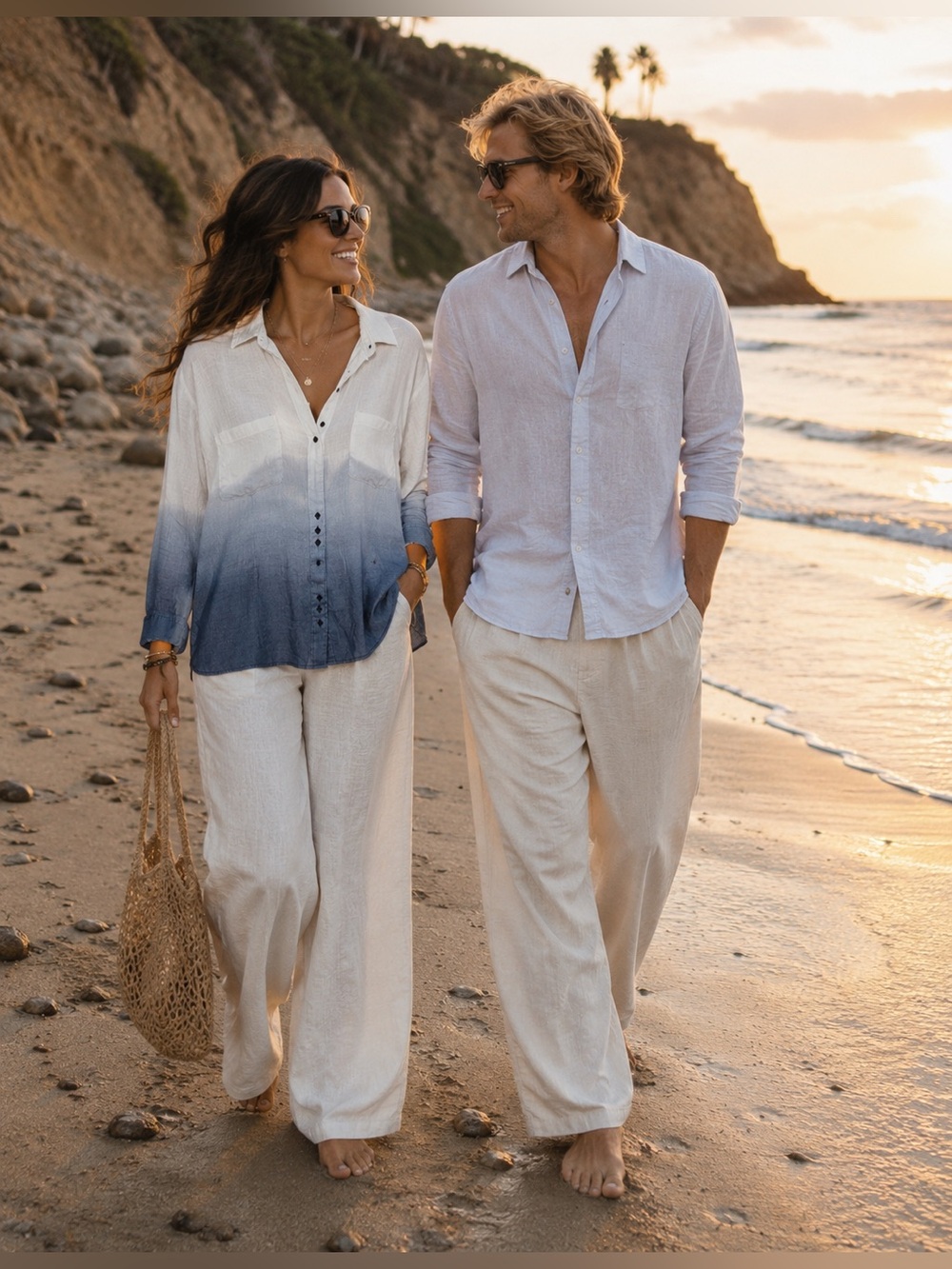 🌊 Luxury Coastal Chic | Rock & Republic Ombre Blouse | XL